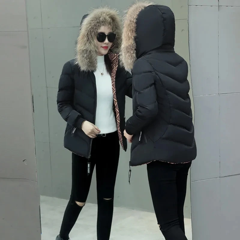 Down padded Cotton Jacket Women's Winter New Slimming Fashion Women's All-Match Mother Thick Warm Hoded Jacket Female's Parkas