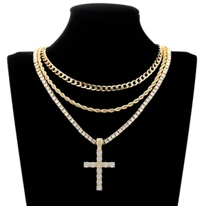 Weiblicher Hip Hop Bright Cross Anhänger mit 4mm Zirkon -Sneakers aktueller Kaltcharm aus dem Bling benötigte Anruf erforderlich 12 Hauptverkäufe männliche Diamantkette - №7