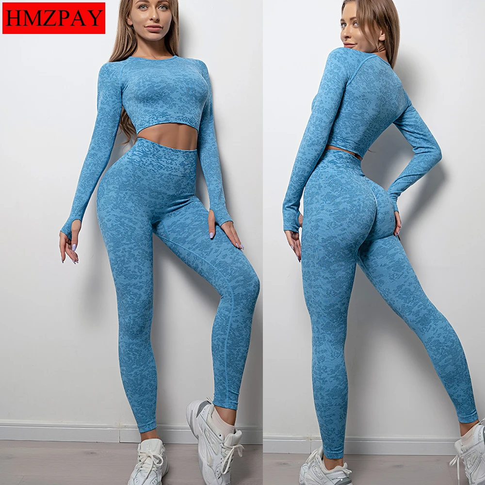 

Female Athletic Fitness Suits Yoga Sets Women Tracksuits Workout Sportswear Gym Clothing Sports Top Seamless Leggings