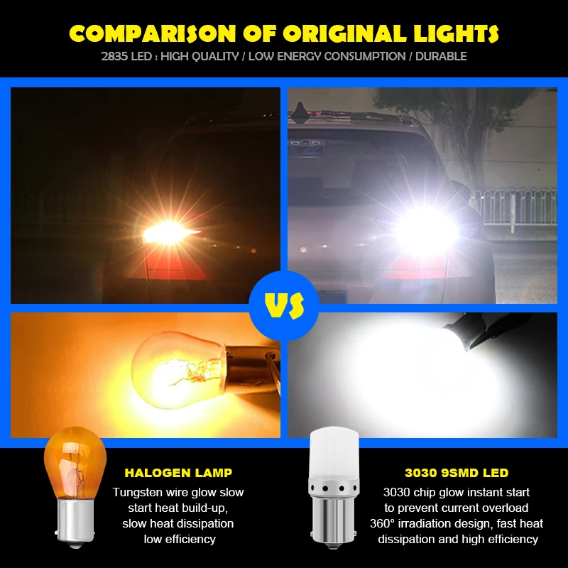 BA15S P21W BAY15D مصابيح فرامل السيارة LED ، إشارات الانعطاف ، مصباح خلفي احتياطي تلقائي ، مصابيح تشغيل نهارية ، أبيض ، أحمر ، 1 #6