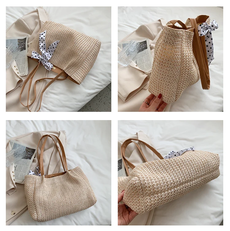 casual straw women shoulder bags wicker woven handbags rattan summer beach bag large capacity tote lady big purses shopper new