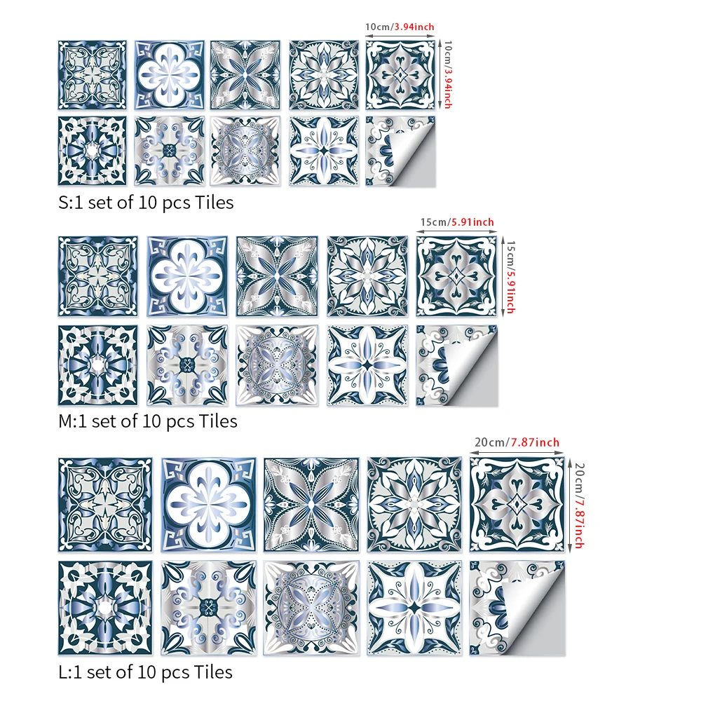 Autocollants de carrelage auto-adhésifs imperméables, dosseret de cuisine, rétro, 3D, décoration de la maison murale, décalcomanies murales résistantes à l'usure, 10 pièces