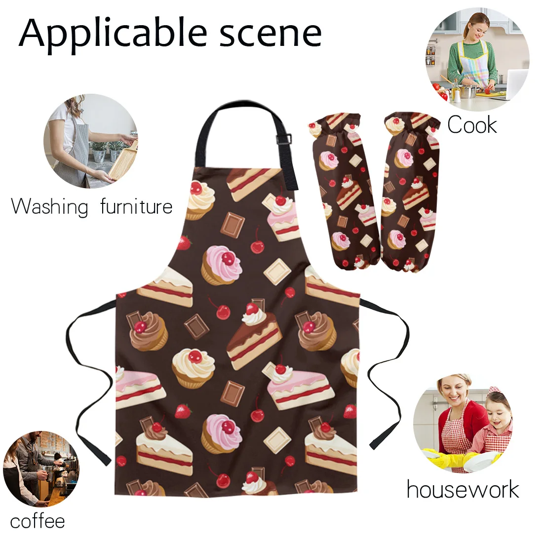 Food Sweet Cake Chocolate Pink Apron Kitchen Household Cleaning Pinafore Home Cooking Apron Kitchen Aprons for Woman