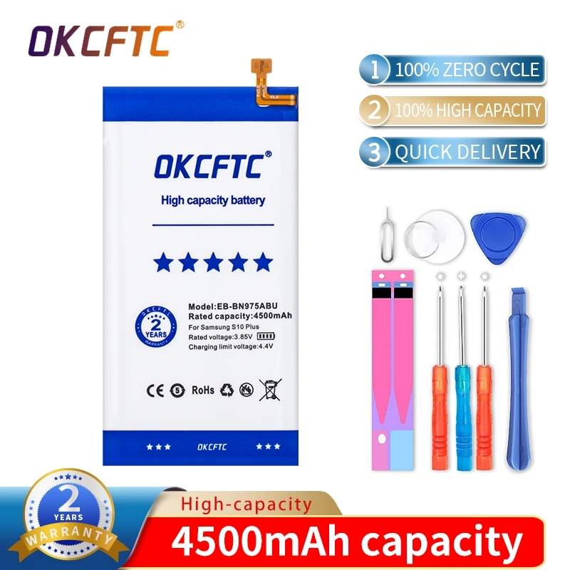 OKCFTC EB-BG975ABU 4500mAh Battery for SAMSUNG Galaxy S10 Plus S10+ SM-G9750 Batteries