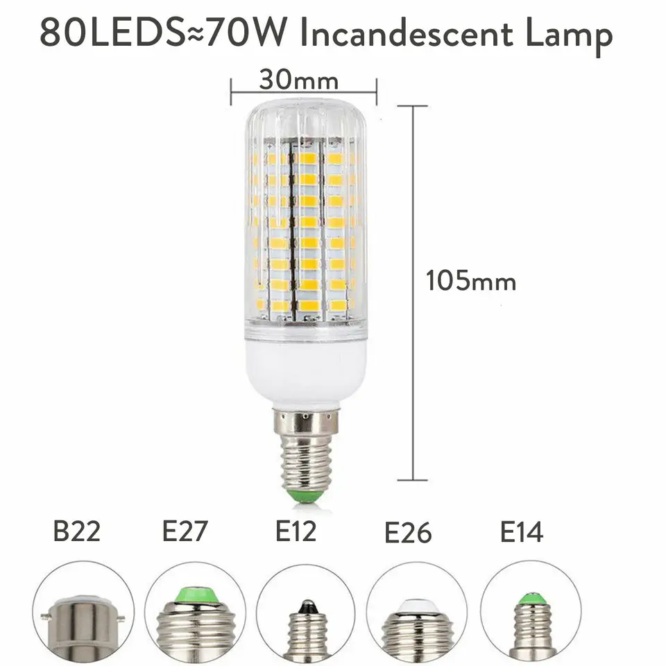 E27 E14 B22 LED Corn Light Bulbs Screw Bayonet Cap SES 7W 12W 30W 45W Ultra Bright 165LEDs Replace 150W Halogen Lamps, image 10