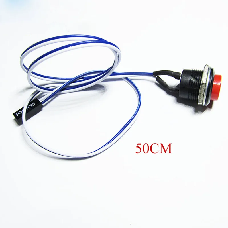 Swtich for Computer DIY Computer Room Customized Hole 16MM Chassis Switch POWER Key Boot Reset / Restart Switch with 50CM Cable