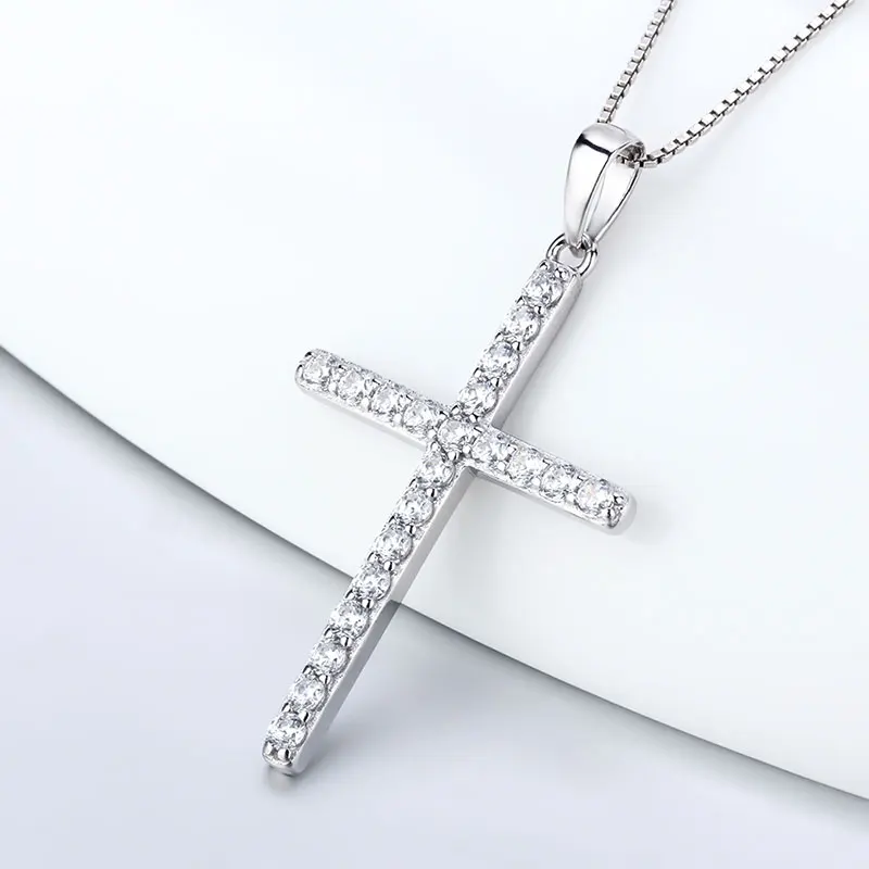 CLUCI 925 Silver Zircon Inlay Cross Pendant Hot Women Accessories Religious Jewelry Gift Charms Only Pendant DP035SB