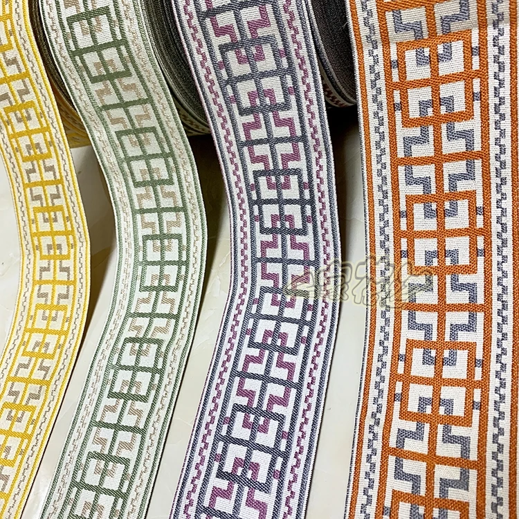 55Yards 9cm Embroidery Lace Woven Jacquard Ribbon Trims Pattern For Curtain Sofa Clothing Straps Accessory DIY Sewing Fabric