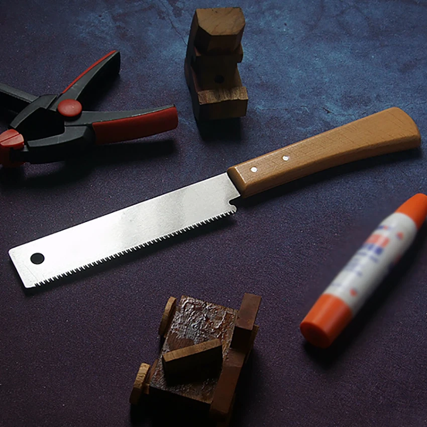 30cm de comprimento artesanato viu mini serra de mão com 17 dentes extra finos, lâmina sk5, punho de faia, madeira em casa diy serra manual para modelo hobby