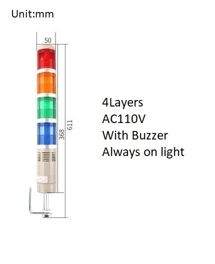 Industriële Multilayer Veiligheid Stapel Alarm Lamp Side Opknoping Led Signaal Toren Waarschuwingslampje DC12V/24V AC110V/220V Met Zoemer