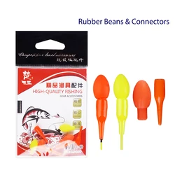 10PCS galleggiante da pesca fagioli di gomma connettori boa verticale deriva coda fagioli di gomma visibile connettori colore strumento pesce casuale