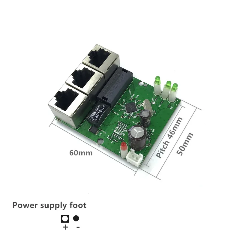 10 / 100mbps direto da fábrica do oem mini rápido 10 / 100mbps 3-port ethernet rede lan hub switch board