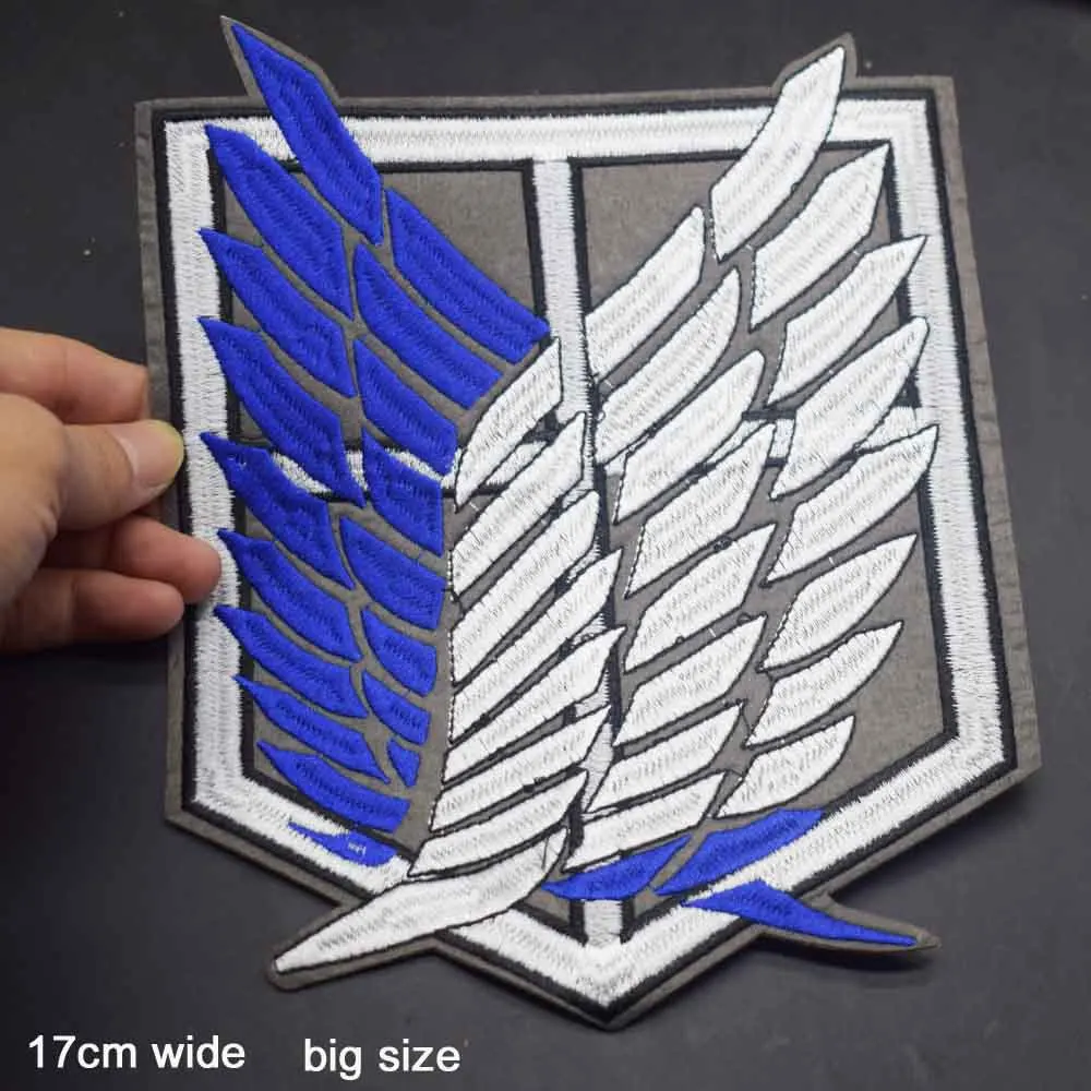 Cartoon Big Size Iron on Anime Attack Wings Of Freedom On Embroidered Titan Clothes Patch For Clothing Girls Boys