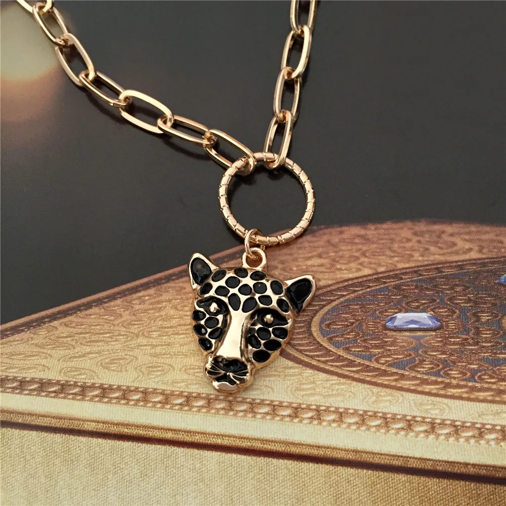 Feminist Gold Color Plating Black Spot Tiger Pendant Necklace For Women Wild Sexy Trendy Lovely Jewelry accessory