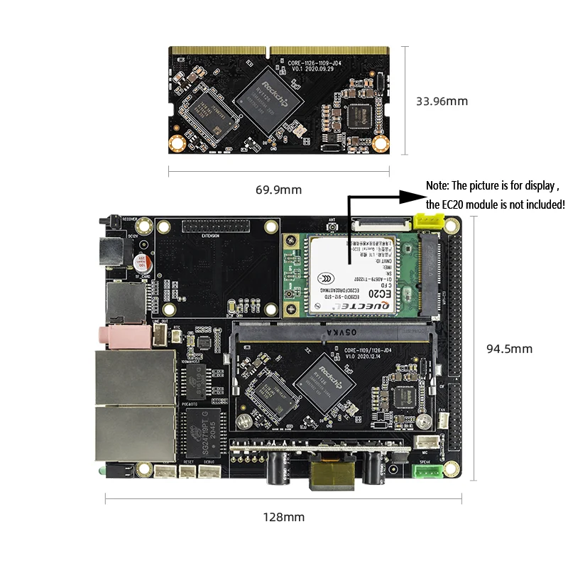 Imagem -02 - Alto Desempenho ai Visão Core Board Rv1126 Mini pc Mini Computador Computador Desktop 1gb Ddr 8gb Emmc Core1126-jd4