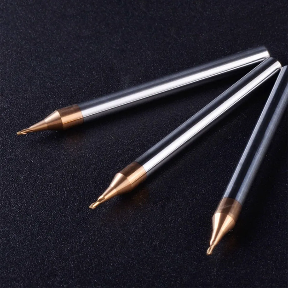 HRC60 0,2-0,9mm 2-schneidiger Mikro-Flachkopf-Schaftfräser mit 4mm Schaft aus Wolframkarbid, TiCN-beschichteter Mini-Fräser für CNC-Fräsmaschinen – Detail 1