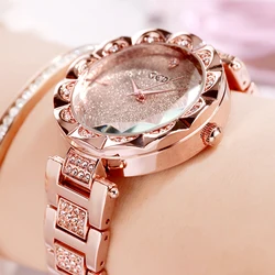 Fashion Gedi Brand Luxury Women Watches Rose Gold Crystal Full Steel Ladies Watch Relogio Feminino Horloge Dames