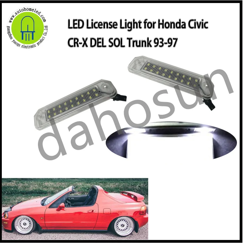 2Pcs Dahosun White LED License Plate Light Compatible With Honda Civic CR-X DEL SOL Trunk 93-97 Error Free Number Plate Lamp