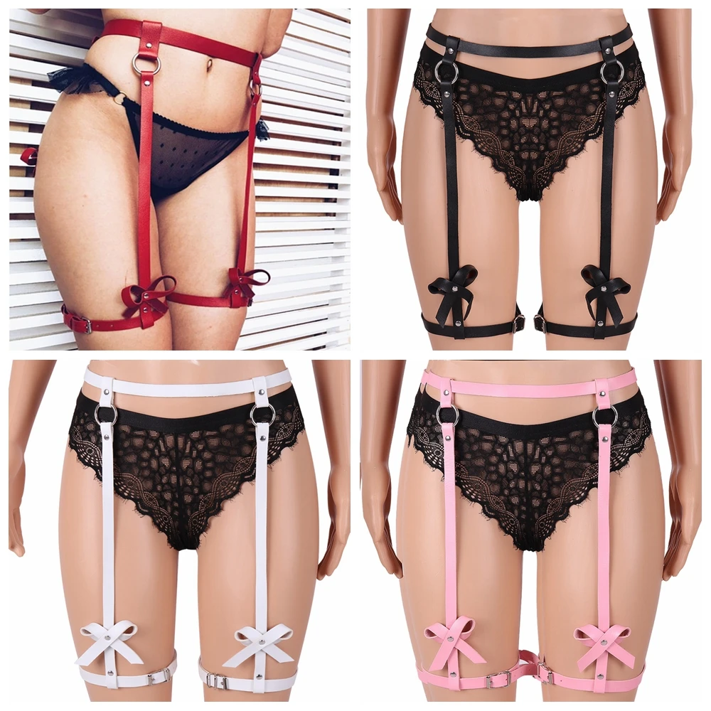 

Hiphop Rock Sexy Women Binding The Leg BowKnot Garter Belt Leather Erotic Lingerie Punk Body Bondage Suspenders BDSM Sword Belt