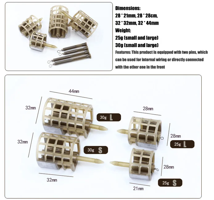25g 30g Köder Käfig Karpfen Angeln Köder Feeder Locken Halter Falle Angeln Käfig Korb Angeln Käfig Korb Feeder angeln кормушка для – Detail 1