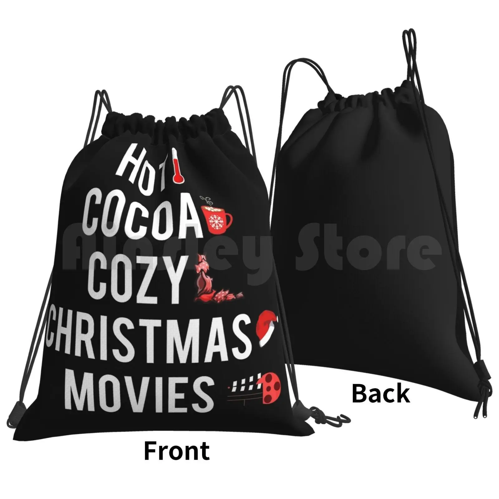 Hot Cocoa Cozy Christmas Movies Backpack Drawstring Bag Riding Climbing Gym Bag Hot Cocoa Cozy Christmas Movies Hot Cocoa