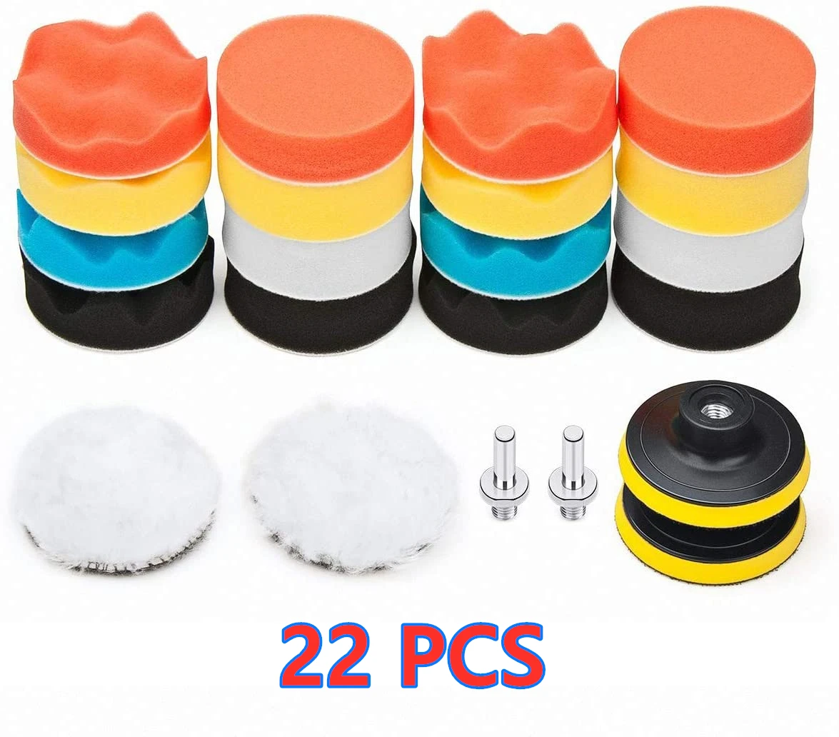 Auto Polijstspons Pads Kit Foam Pad Buffer Kit Polijstmachine Wax Pads voor Auto Motor motorvoertuig Verwijdert krassen
