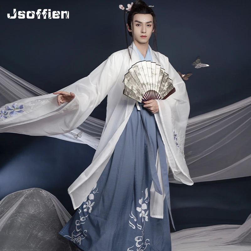 

Chinese Original Swordsman Cosplay Costume Man Traditional Hanfu Oriental Tang Suit Gown Robes Japanese Samurai Folk Clothes