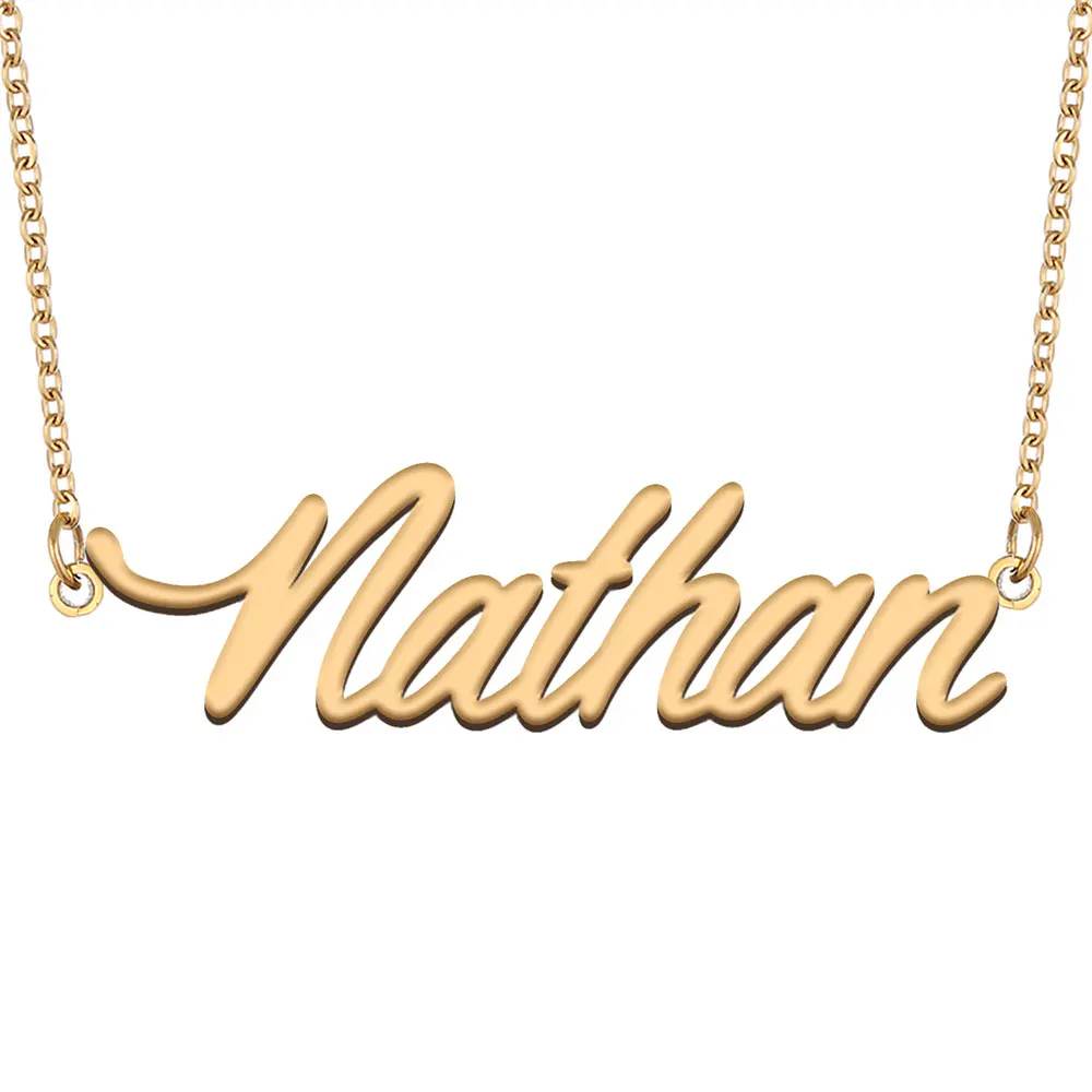 

Nathan Name Necklace for Women Personalized Stainless Steel Jewelry Gold color Nameplate Pendant Femme Mother Girlfriend Gift