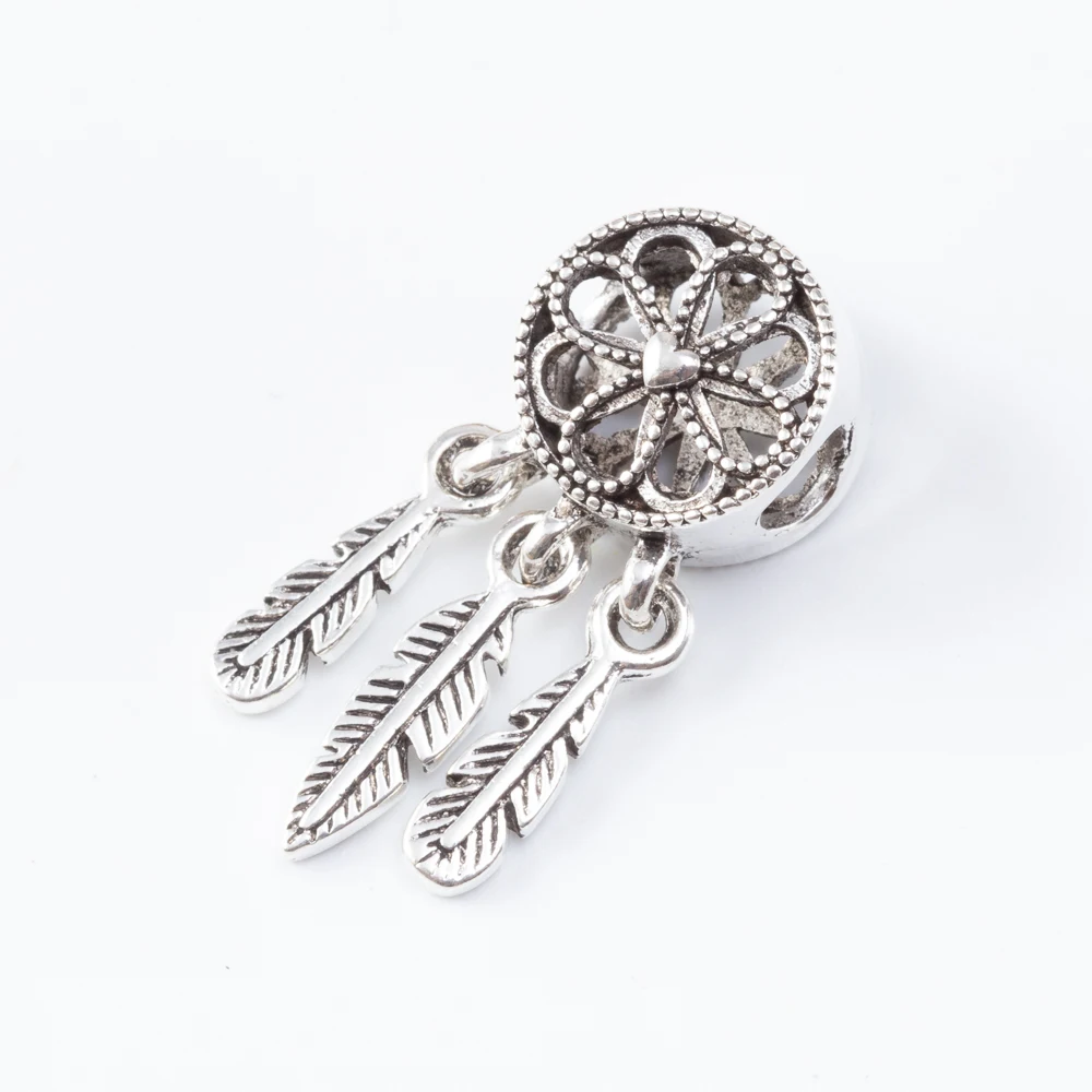 5Pcs/Lot  Silver Plated DIY Leaves Bead Charm  Fits for Pandora European Jewelry Bracelet js2220