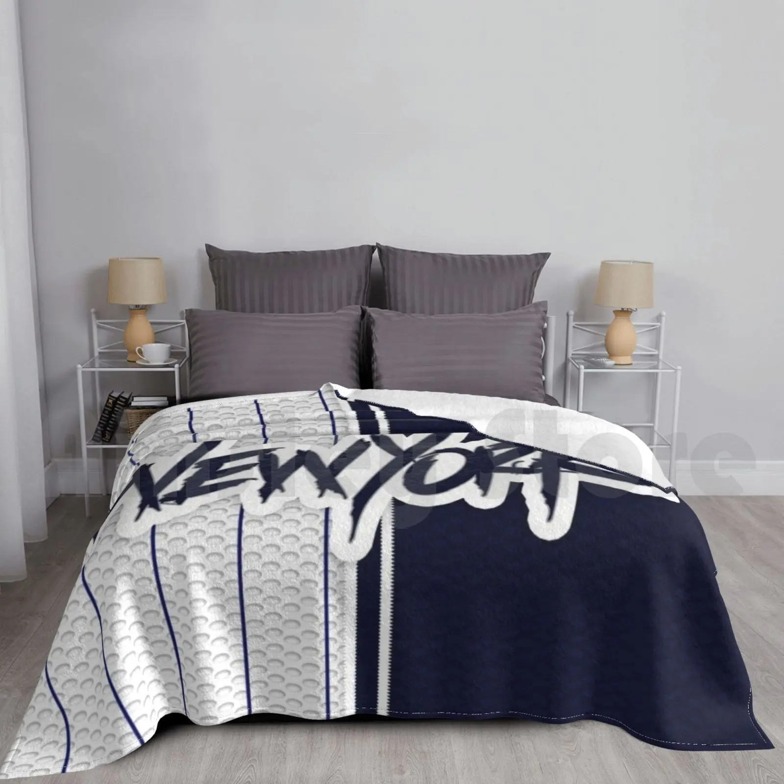 New York Blanket For Sofa Bed Travel Nwe York Yanks Bronx Bombers Dark Blue Baseball Sports Kids Fans