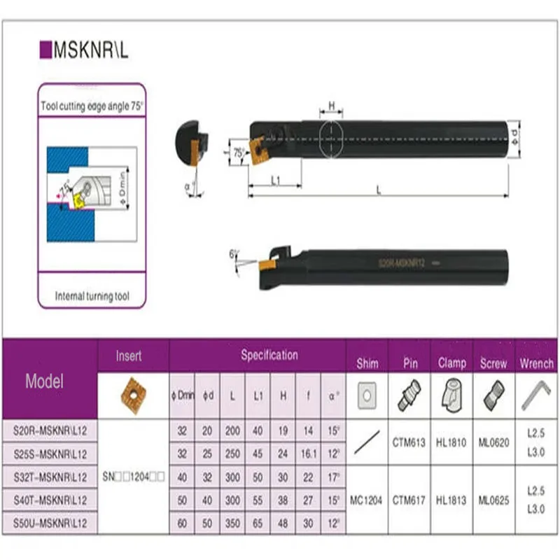 SANAI-portaherramientas de torneado CNC MSKNR12 MSKNL12, barra de corte de maquinaria, cortador interno S20R S25S S32T, varilla de torneado
