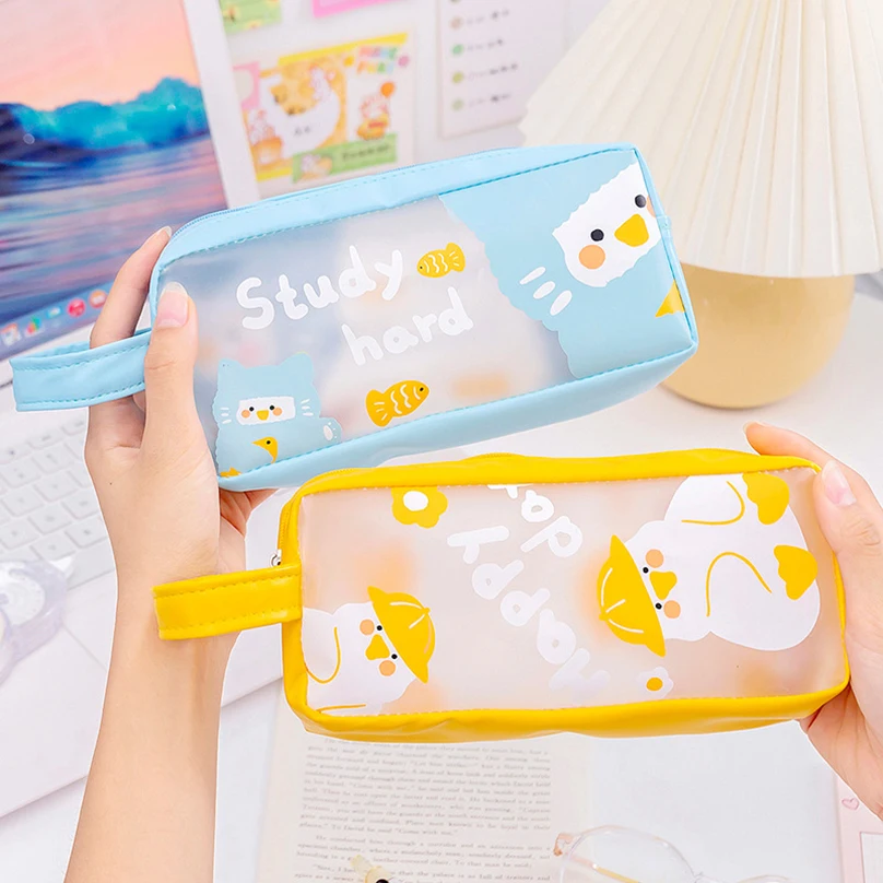 Pencil Case Transparent Pencilcase Trousses Scolaires School Supplies Cartoon Pencil Pouch Cartucheras Escolares Pencil Cases