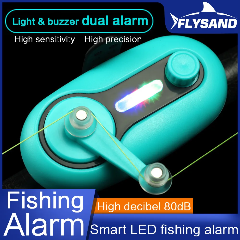 FLYSAND Electronic LED Light Fishing Bite Sound Alarm Alert Bell Clip On Fishing Rod Night Sea Fishing Accessories