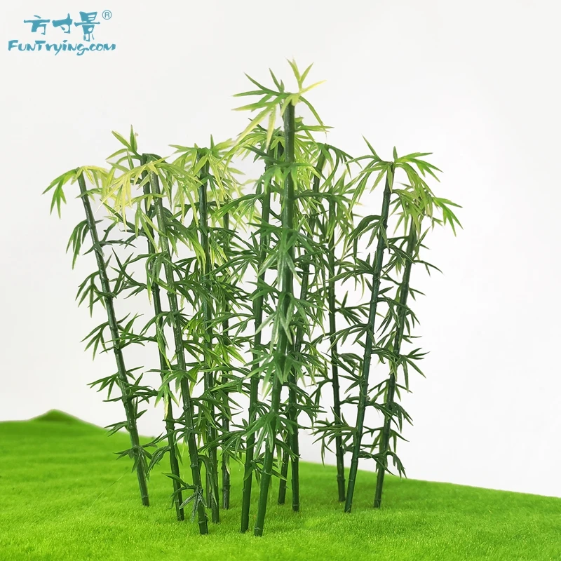 25/50Pcs 9Cm/10Cm/13Cm Bamboe Model Plastic Miniatuur Boom Landschap Gemengde Bamboe boom Zand Tafel Model Accessoires Speelgoed Hobby