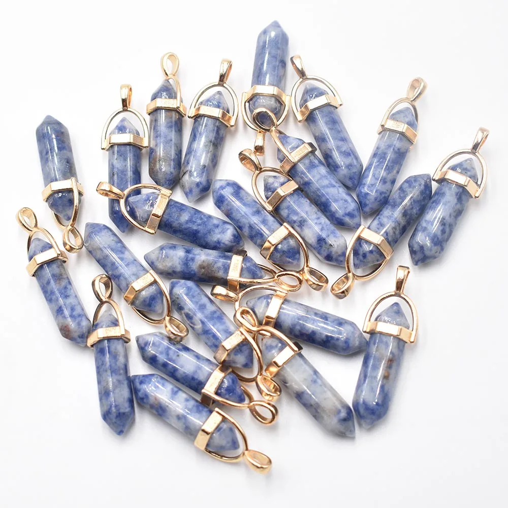 Mode-Bestseller: Naturstein-Mischanhänger, hexagonale Heilungs-Reiki-Anhänger für die Schmuckherstellung, 24 Stück/Lot, Großhandel – Detail 4