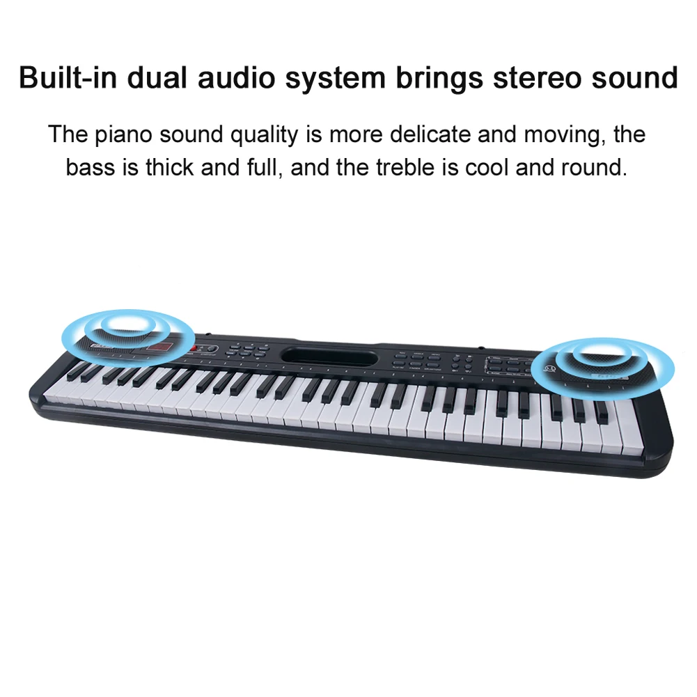 Portable 61 Keys Digital Music Electronic Keyboard Kids Multifunctional Electric Piano for Piano Student Musical Instrument