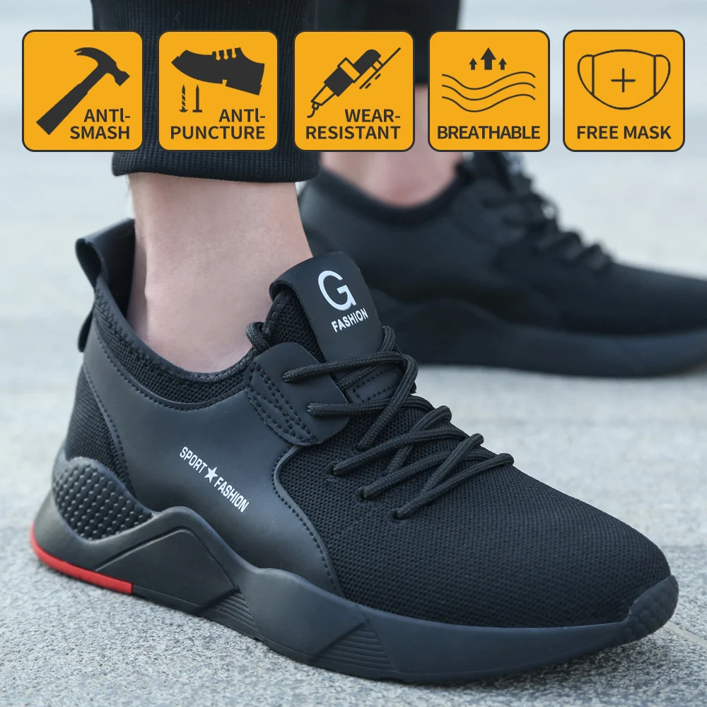 Men Work Safety Shoes Puncture-Proof Steel Toecap Working Shoes Flexibility Steel Toe Shoes Breathable Lightweight