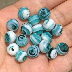 10mm Blue White Murano Transparent Faceted Rondelle Wave Lampwork Crystal Glass Beads For Bracelet Making Women Diy Accessories