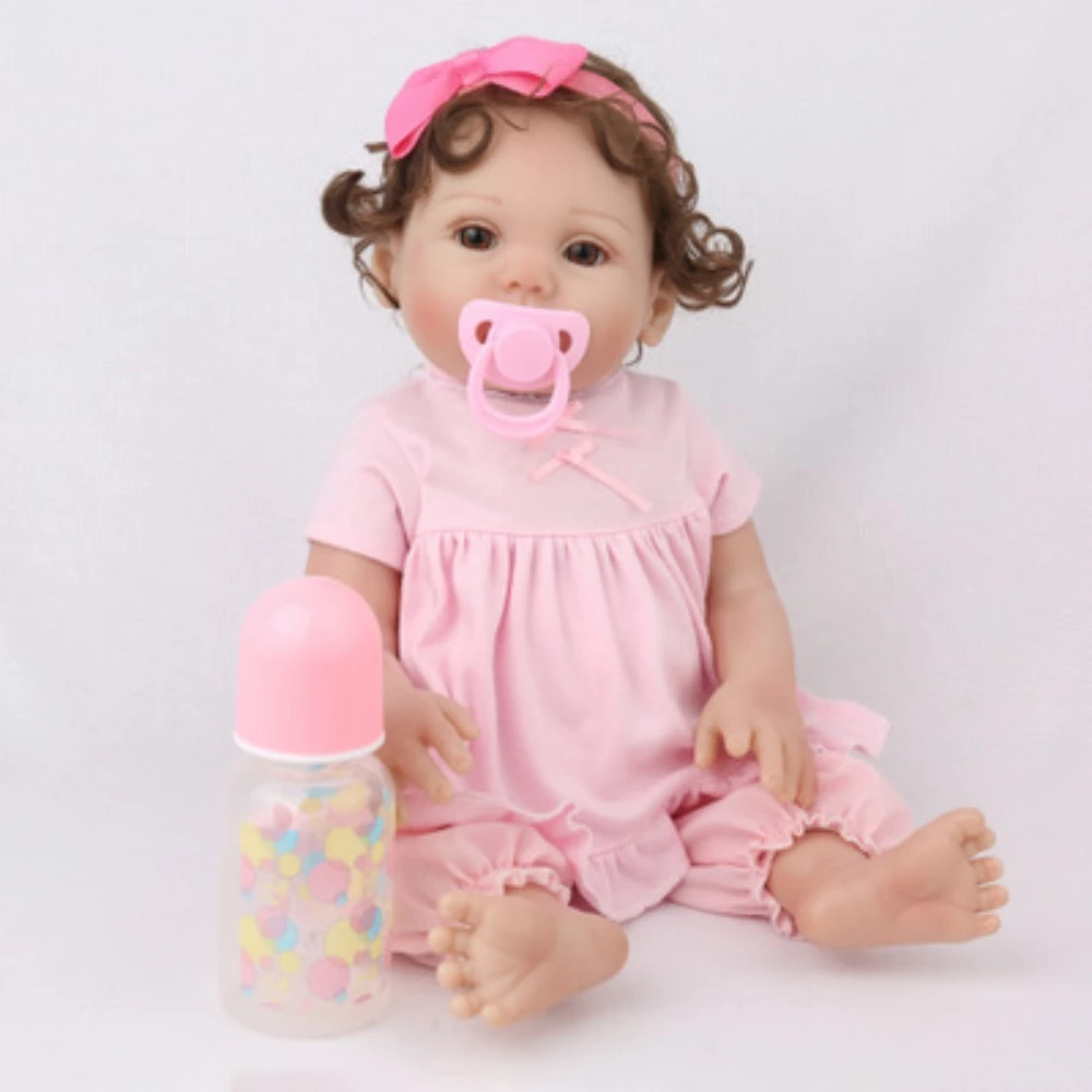 

45CM real size Original NPK bebe doll reborn toddler girl pink princess bath toy very soft full body silicone girl doll surprice