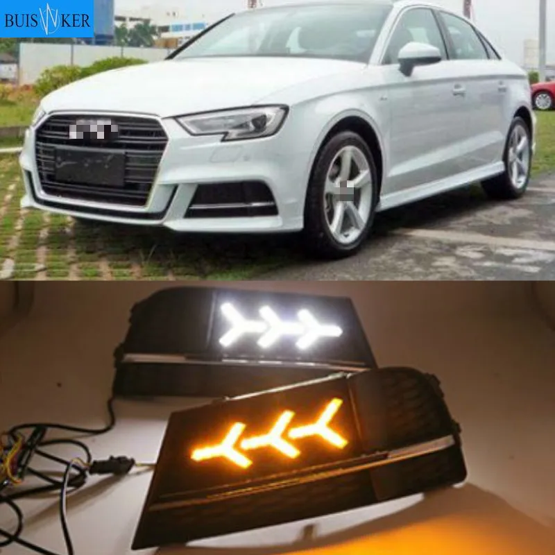 

1set LED DRL Daytime driving Running Lights Daylight waterproof with turn Signal For Audi A3 2017 2018 2019