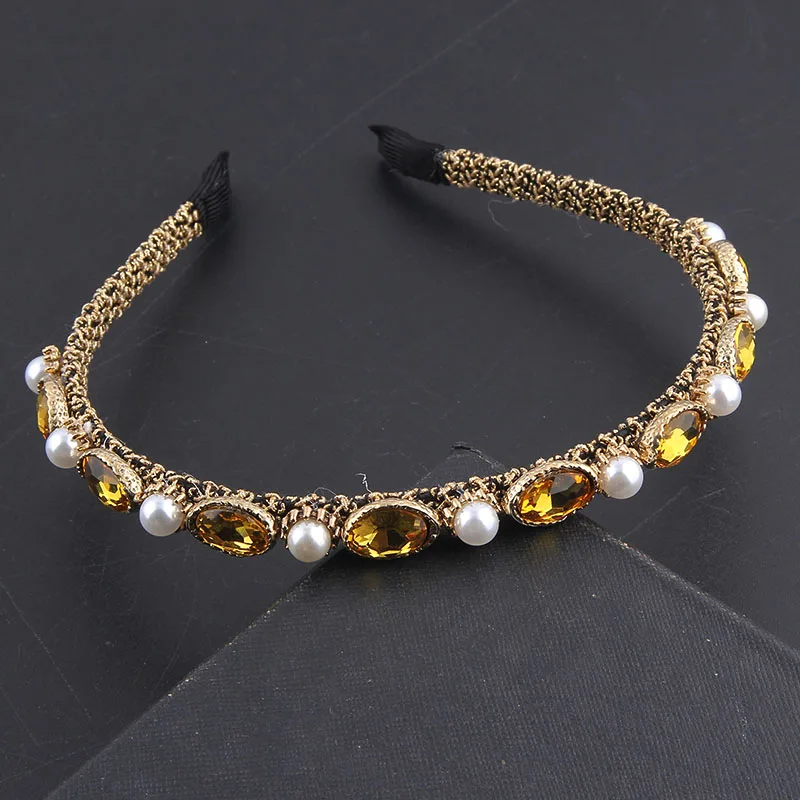 New Fashion Small Color Rhinestone Pearl Particle Headband Gold Thread Wrapped Personality Ladies Leisure GiftHairAccessories804