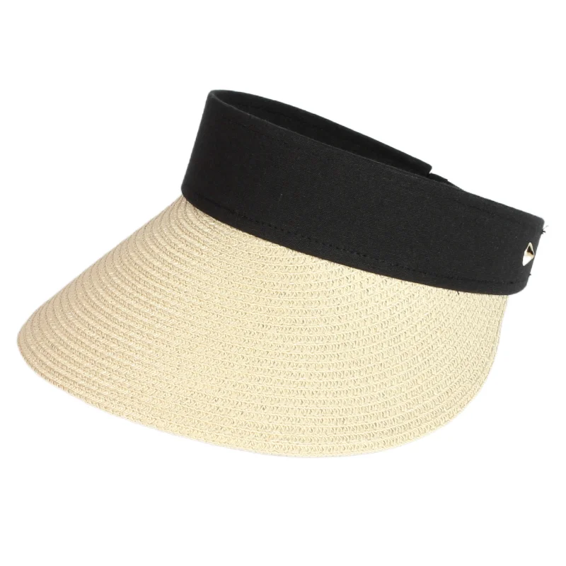 

Wholesale Custom Sunshade Straw Hats Empty top Caps Women Summer Paper Visor Hat for Ladies