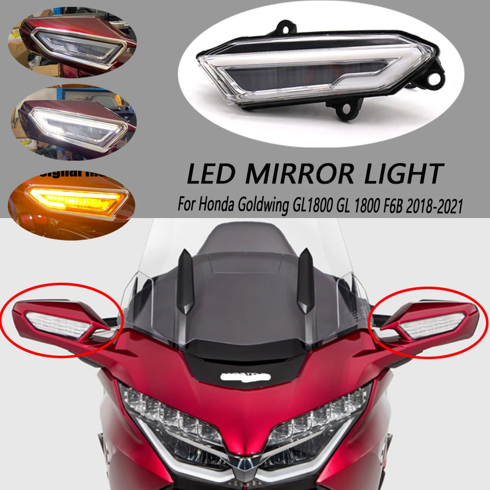 

For Honda Goldwing GL1800 GL 1800 2018 2019 2020 Motorcycle Motorbike Rearview Front View Mirror LED Turn Signal light Clear Len