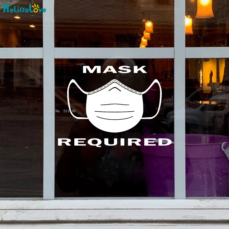 Mask Required Wall Stickers Protective Masks Must Be Worn In Public Places Decals Safety Measures Vinyl Shop Window Decal YT5530