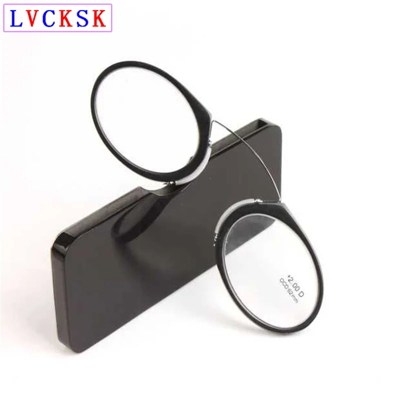 

Imitation Black Clip on Reading Glasses Magnifier Women Men Nose Presbyopic Spectacles Portable Wallet Reader Mini Eyewear L3