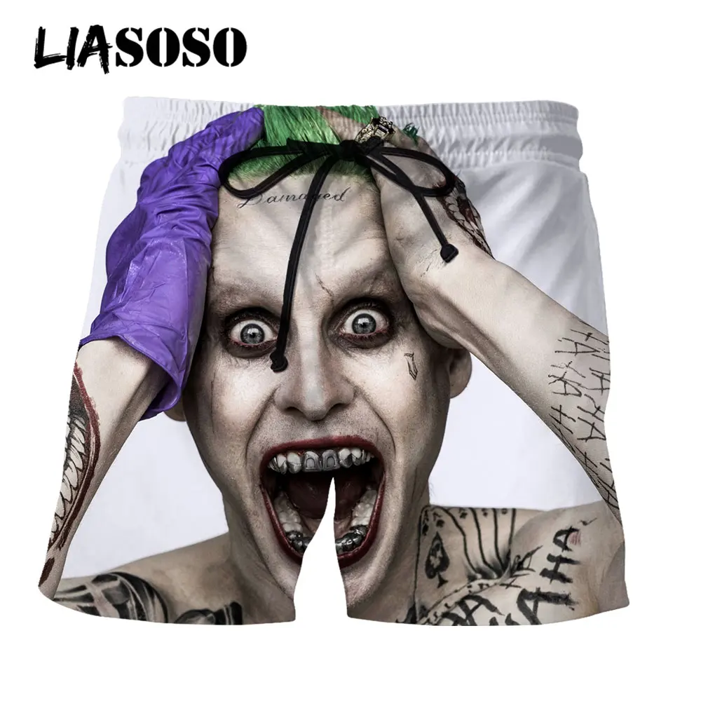 LIASOSO – short de plage imprimé en 3D pour homme, Joker Poker Venom, short de plage décontracté, Boxer, caleçon