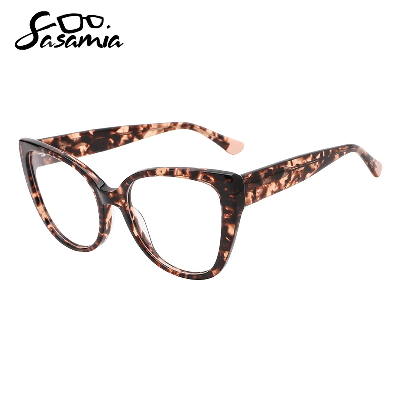 SASAMIA Cat Eye Woman Eyeglasses Frames Transparent Spectacle Frame Oversize Female Glasses Optic Myopia marco de gafas de mujer