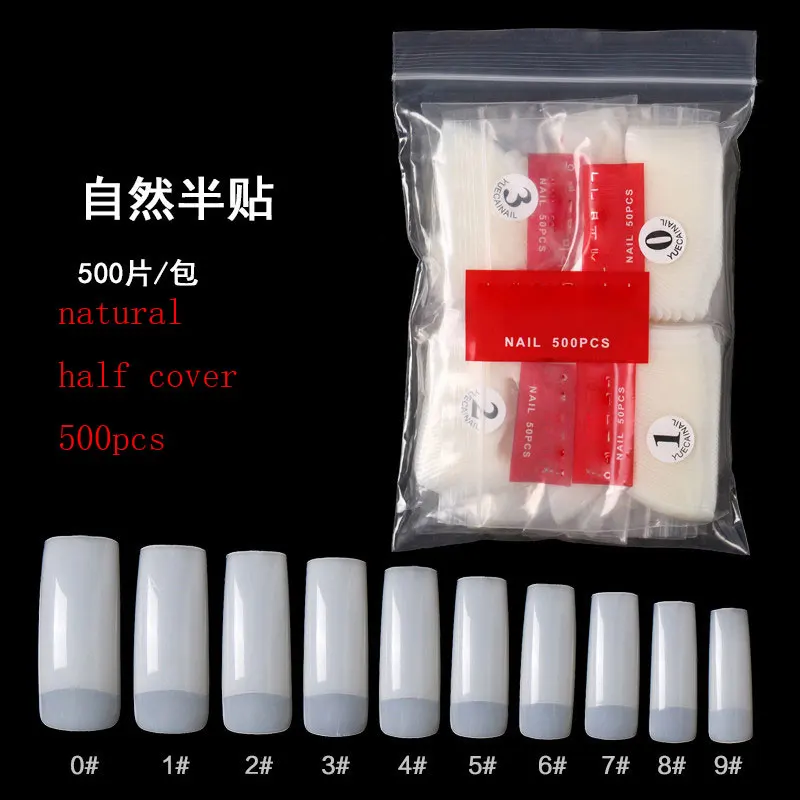 أظافر أكريليك وهمية ، 500 قطعة ، لون طبيعي ، نصف غطاء ، تصميم مانيكير ، افعلها بنفسك #5