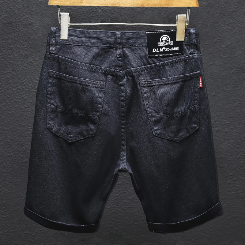 Summer Denim Off White Shorts Ripped Holes Black Half Jean Boys Popurlar Scratched Korean Distressed Plus Size 38 40 42 Trousers