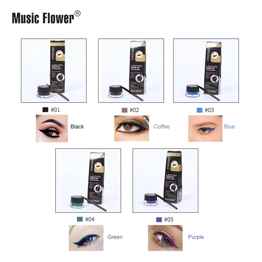 Hot Selling Music Flower Charm Rich Eyeliner Wholesale Not Smudge Waterproof Easy to Color Makeup Cosmetic Gift for Girl